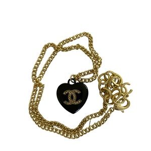 CHANEL Black Heart CC Pendant